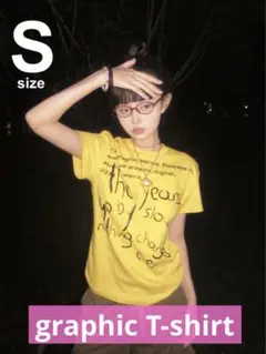 グラフィックTシャツ　グランジ　平成ギャル　半袖　トップス　イエロー