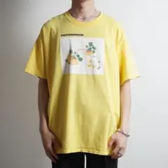 古着 vintage Tシャツ 和プリント イエロー size XL*T145