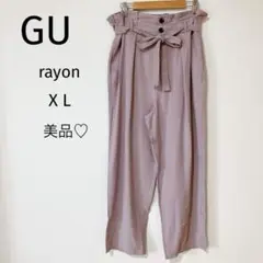 美品♡ GU ワイドパンツ　フレアパンツ　レーヨン　X L 大きいサイズ