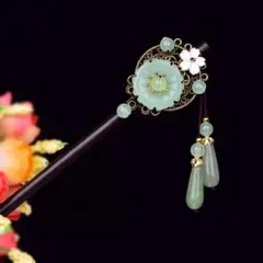 天然木製 簪 かんざし 花 着物 浴衣 ヘアアクセサリー