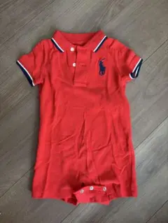 【美品】Ralph Lauren 赤いロンパース 9M 70サイズ
