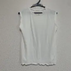 【ehka sopo】ホワイト ノースリーブ Tシャツ　フリル　タンクトップ