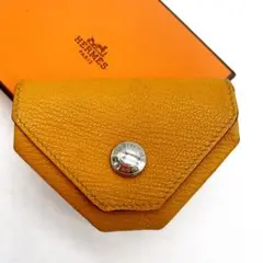 【美品】エルメス ルヴァンキャトル コインケース シボ革 オレンジ