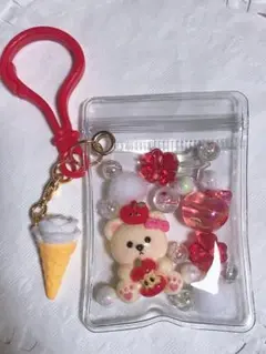 キャンディーバッグキーホルダー くま 赤系