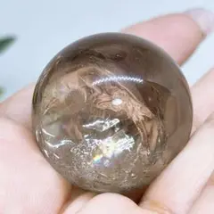 【天然石】アイリス スモーキークォーツ 丸玉◆スフィア◆台座付き