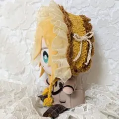 〈イエロー×キャメル〉ぬい服　ヘッドドレス　ちびぐるみ　にじぬい