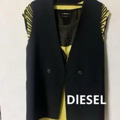 DlESEL マスタード×黒コード刺繍 ノースリワンピース　S
