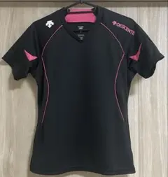 【デサント】バレーボールTシャツ Mサイズ 黒/ピンク
