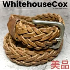 【35mm！】WhitehouseCox レザーメッシュベルト 34/85 茶