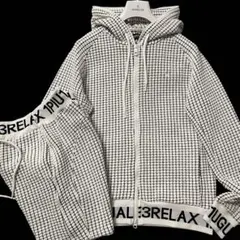 1PIU1UGUALE3 ワッフル セットアップ 刺繍ロゴ XL