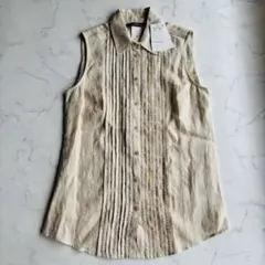 【タグ付】MaxMara WEEKEND ノースリーブ ブラウス ピンタック 麻