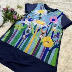 アルベロベロ 2019年モデル 豚さん花畑 半袖チュニック 青 レース