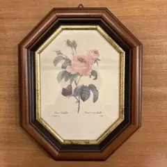 絵画　イタリア製額縁　アンティーク　ローズ