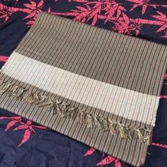 茶　唐桟縞　正絹　紬　着尺反物
