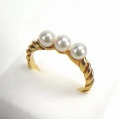 ✨美品✨ミキモト K18 ベビーパール ツイスト リング 10-11号