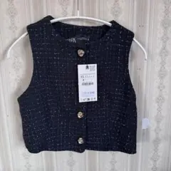 ZARA 黒 ノースリーブベスト XS