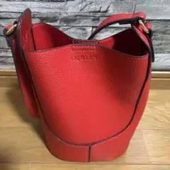 INDIVI 赤 バケツ型ハンドバッグ
