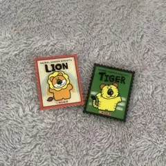 たべっ子どうぶつ ライオン タイガー 切手風アクリルステッカー 2点セット