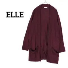 エル ELLE 長袖カーディガン バーガンディ サイズ38 レーヨン混