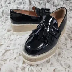 未使用 DAIYAER ダイヤール 厚底 エナメル タッセルローファー