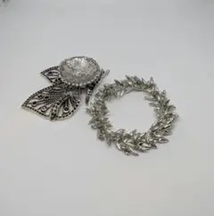 シルバーの葉のスフィア　台座　セット