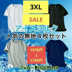 SALE　Tシャツ　ひんやり　3XL　速乾　接触冷感　4枚セット　ユニセックス
