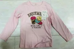 ピンク 長袖Tシャツ コーヒーとクッキー 95cm