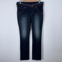 ★美品★ EDWIN ダークブルー ストレートデニム ハイウエスト XSサイズ