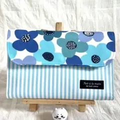 じゃばらポーチ お薬手帳 通帳 カード 現金 貴重品北欧❁⃘*.゜ライトブルーA