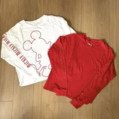 ミッキーマウス 長袖Tシャツ 2枚セット