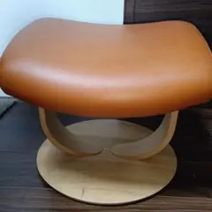 オレンジ 合成皮革 オットマン・スツール