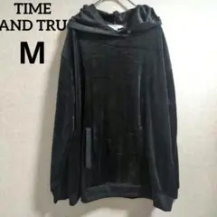 TIME AND TRU【M】ブラック フリースパーカー やわらか 暖か フード