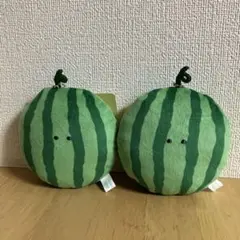 ☆新品☆ つぶらな瞳の八百屋　すいか　２個　マスコット　ぬいぐるみ　夏