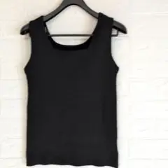 THE SHOP TK 前後2WAY ラメ&ストライプリブ タンクトップ 黒 L