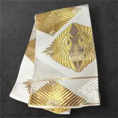 【美品】袋帯 正絹 金糸 高級 六通 鶴