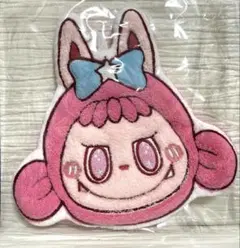 ラブブ　ループ付き　ダイカット　ハンドタオル　ピンク