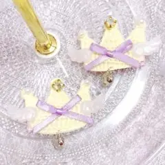 ♡Angel Crownパッチ ヘアクリップ♡ イエロー　ハンドメイド