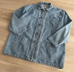 90s 〜 デニムカバーオール チャイナシャツ チャイナジャケット 古着 XL