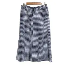 【極美品】無印良品MUJI 良品計画 ロングスカート ナチュラル 綿 麻 紺×白