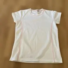 値下げ ホワイト ピンク ステッチ Tシャツ Lサイズ レディース