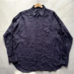 バーニーズニューヨーク 麻100%長袖シャツ XL ネイビー 爽快感 大きめ