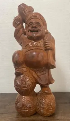 七福神 特大 大黒天様 一刀彫 木彫り