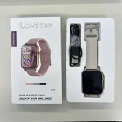 《ほぼ未使用》スマートウォッチ 着信通知 通話機能付き 大画面 ベージュゴールド