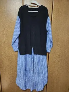 異素材切り替えワンピース