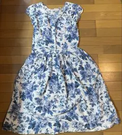 4166花柄　青　ワンピース
