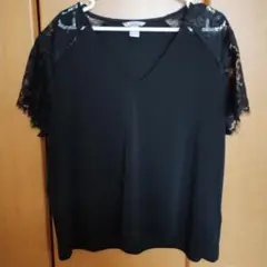H&M　レース　トップス　ブラック　XLサイズ