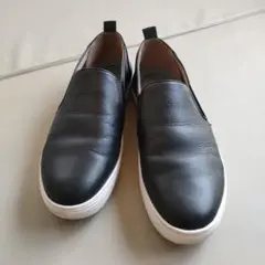 ブラックレザー スリッポン