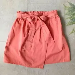 イーハイフン 春色ピンク リボン付 ミニスカート ショート丈 フリー