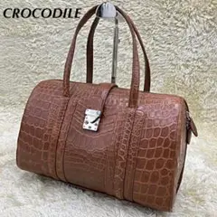 【高級クロコダイル】定価58万円 ハンドバッグ ロック金具 かっちり自立