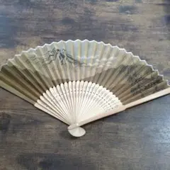 アンティーク　扇子　風景